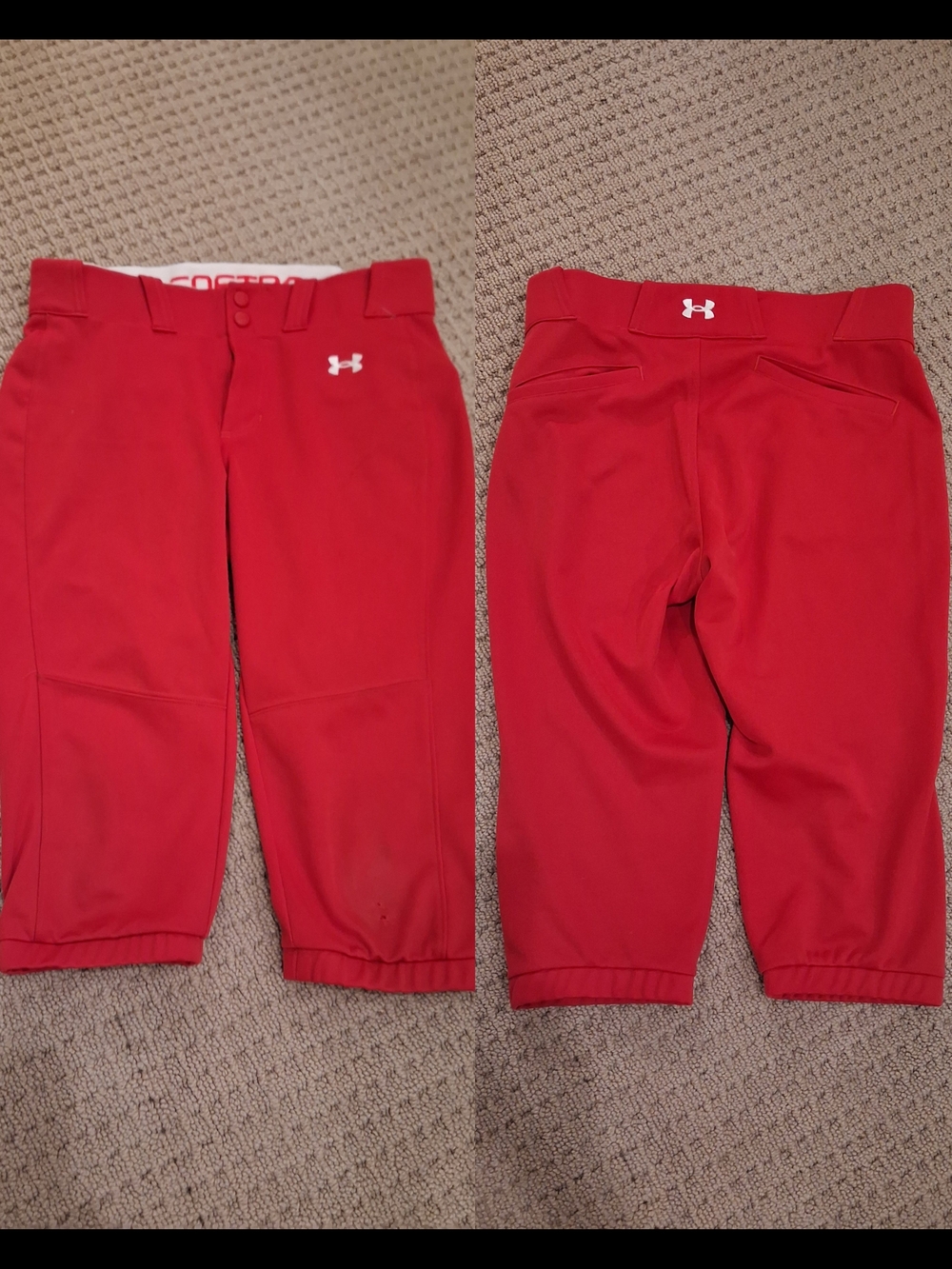 Under Armour Red Athletic Softball Pants Women Size Medium